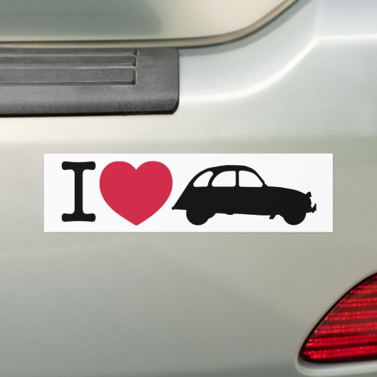 Ik hou van Deux Chevaux Old Timer Car Bumpersticker (Op auto)