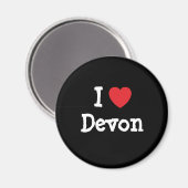 Ik hou van Devon hart op maat gepersonaliseerd Magneet (Voorkant / Achterkant)
