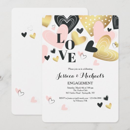 Ik hou van deze hartenuitnodiging kaart (Voorkant / Achterkant)