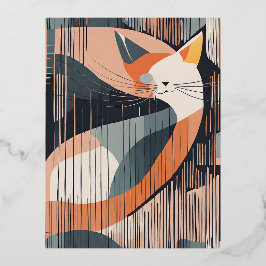 Ik hou van deze minimalistische vectorkattenkunst  folie feestdagen briefkaart