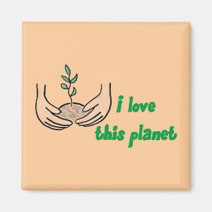 "Ik hou van deze planeet" Square Magnet