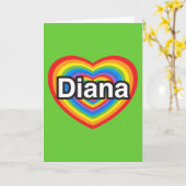 Ik hou van Diana. Ik hou van je Diana. Hart Kaart (Gele Bloem)