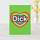 Ik hou van Dick. Ik hou van je Dick. Hart Kaart (Gele Bloem)
