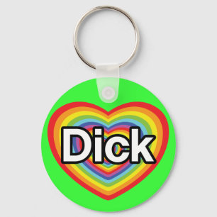 Ik hou van Dick: regenbooghart Sleutelhanger