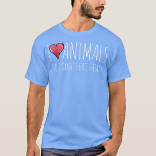 Ik hou van dieren, dus ik eet ze niet vegaans t-shirt