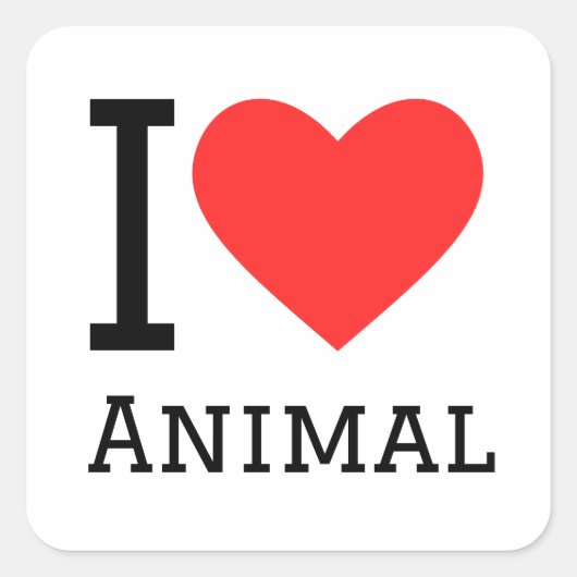 Ik hou van dierlijke vierkante sticker (Voorkant)