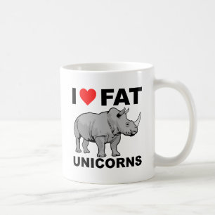 Ik hou van dikke eenhoorn neushoorn grappige mok