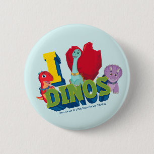 Ik hou van dino's   Dino Ranch Ronde Button 5,7 Cm