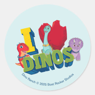 Ik hou van dino's   Dino Ranch Ronde Sticker