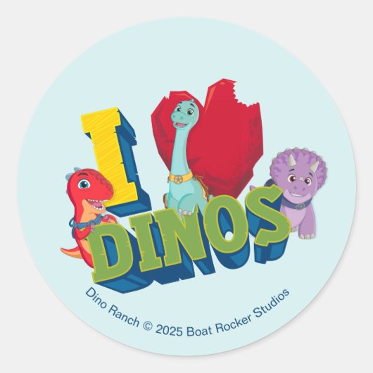 Ik hou van dino's | Dino Ranch Ronde Sticker (Voorkant)