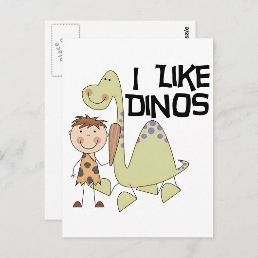 Ik hou van Dinos - Jongen Tshirts en cadeautjes Briefkaart (Voorkant / Achterkant)