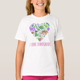 Ik hou van dinosauriërs, dinosaurus hart Valentijn T-shirt