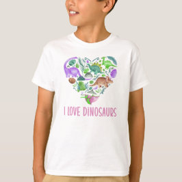 Ik hou van dinosauriërs, dinosaurus hart valentijn t-shirt