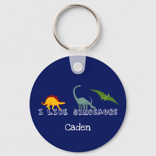Ik hou van Dinosaurs Blue Sleutelhanger (Voorkant)