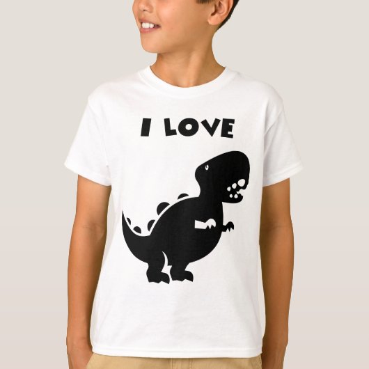 Ik hou van Dinosaurs Silhouette Art T-shirt (Voorkant)