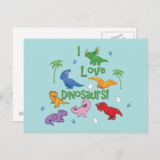 Ik hou van dinosaurussen! (Cute) Briefkaart (Voorkant / Achterkant)