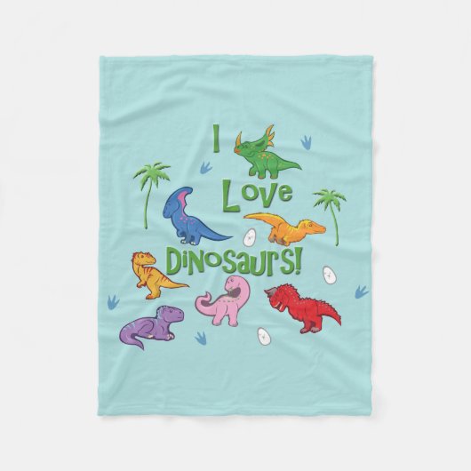 Ik hou van dinosaurussen! (Cute) Fleece Deken (Voorkant)