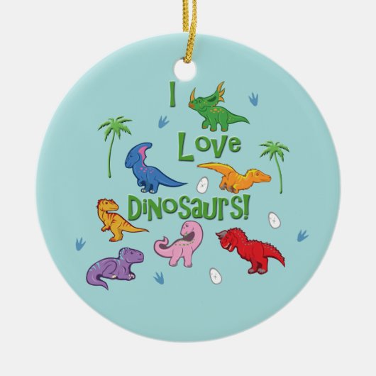 Ik hou van dinosaurussen! (Cute) Keramisch Ornament (Voorkant)