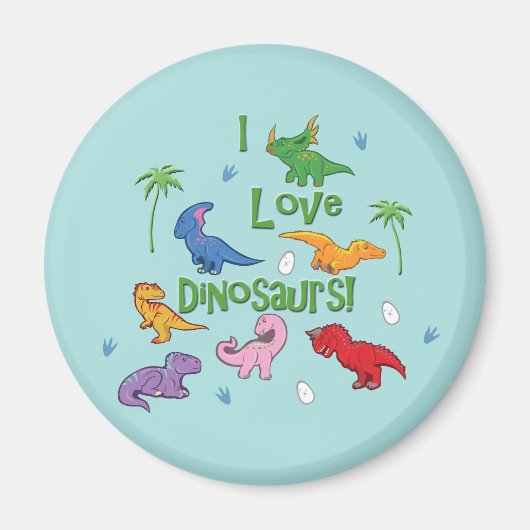 Ik hou van dinosaurussen! (Cute) Magneet (Voorkant)