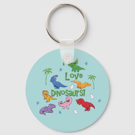 Ik hou van dinosaurussen! (Cute) Sleutelhanger (Voorkant)