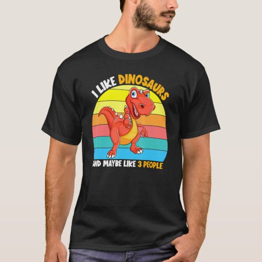 Ik hou van dinosaurussen en misschien als 3 mensen t-shirt (Voorkant)