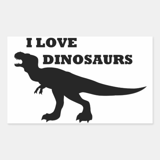 Ik hou van dinosaurussen! rechthoekige sticker (Voorkant)