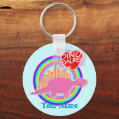 Ik hou van Dinosaurussen Roze Dino Blue Sleutelhan Sleutelhanger (Voorkant)