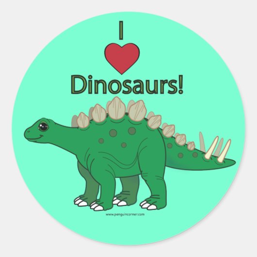 Ik hou van dinosaurussen: Stegosaurus Ronde Sticker (Voorkant)