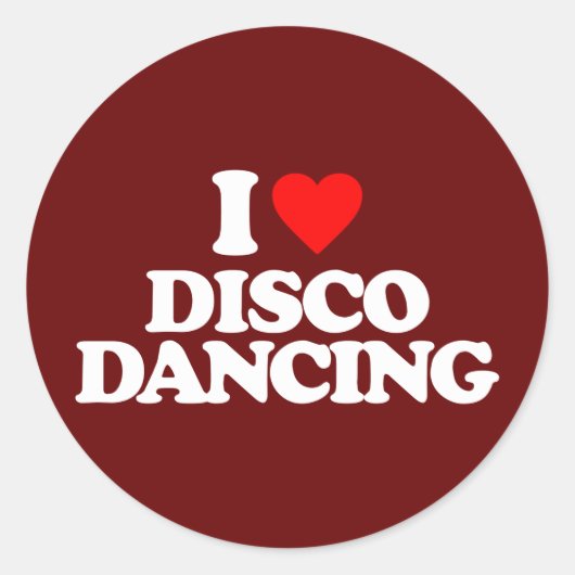 IK HOU VAN DISCO DANSEN RONDE STICKER (Voorkant)