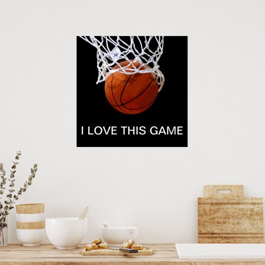 Ik hou van dit Poster van de Spel Basketball (Keuken)