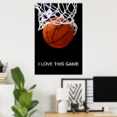 Ik hou van dit spelletje close-up Basketball Poste Poster (Thuiskantoor)