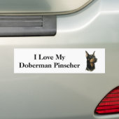 Ik hou van Doberman Pinscher Bumpersticker (Op auto)