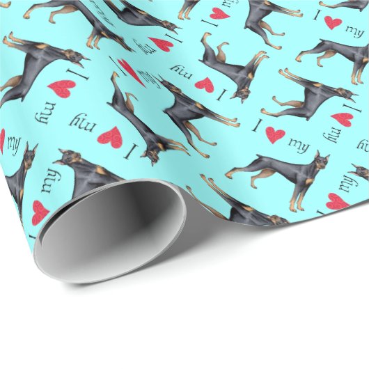 Ik hou van Doberman Pinscher Cadeaupapier (Rol Hoek)