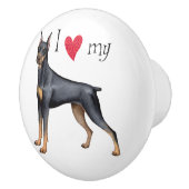Ik hou van Doberman Pinscher Keramische Knop (Rechts)