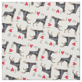 Ik hou van Doberman Pinscher Stof (Swatch)