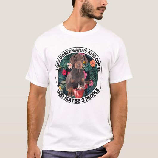 Ik hou van Dobermann Coffee T-shirt (Voorkant)