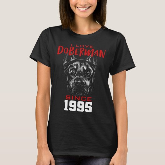Ik hou van dobermann sinds 1995 t-shirt (Voorkant)