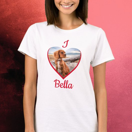 Ik hou van Dog Foto Name Heart T-shirt