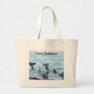 Ik hou van dolfijnen! Dolphin-foto Grote Tote Bag