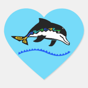Ik hou van DOLFIJNEN - Wildlife - Ocean blue Hart Sticker