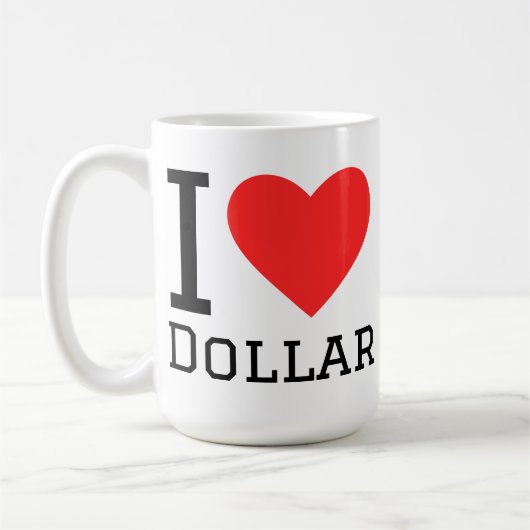 Ik hou van dollar koffiemok (Links)