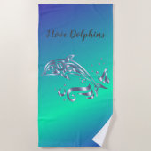 Ik hou van Dolphins Beach Towel Strandlaken (Voorkant)