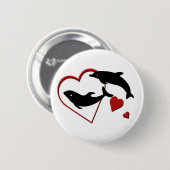 Ik hou van Dolphins Harten Pin Back Button (Voorkant /achterkant)