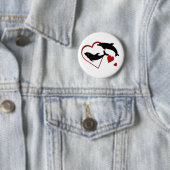 Ik hou van Dolphins Harten Pin Back Button (In situ)