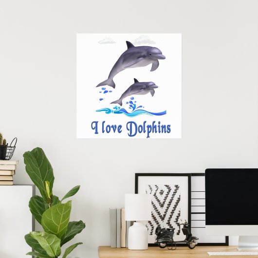 Ik hou van Dolphins Poster (Thuiskantoor)