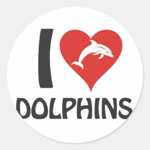 Ik hou van Dolphins Ronde Sticker