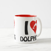 Ik hou van Dolphins Tweekleurige Koffiemok (Voorkant rechts)