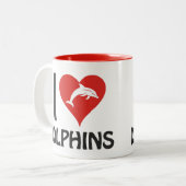 Ik hou van Dolphins Tweekleurige Koffiemok (Voorkant links)
