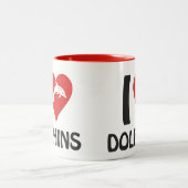 Ik hou van Dolphins Tweekleurige Koffiemok (Center)