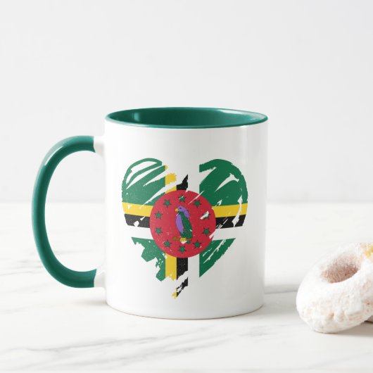 Ik hou van Dominica - Dominicaanse vlag hart Mok (Met donut)